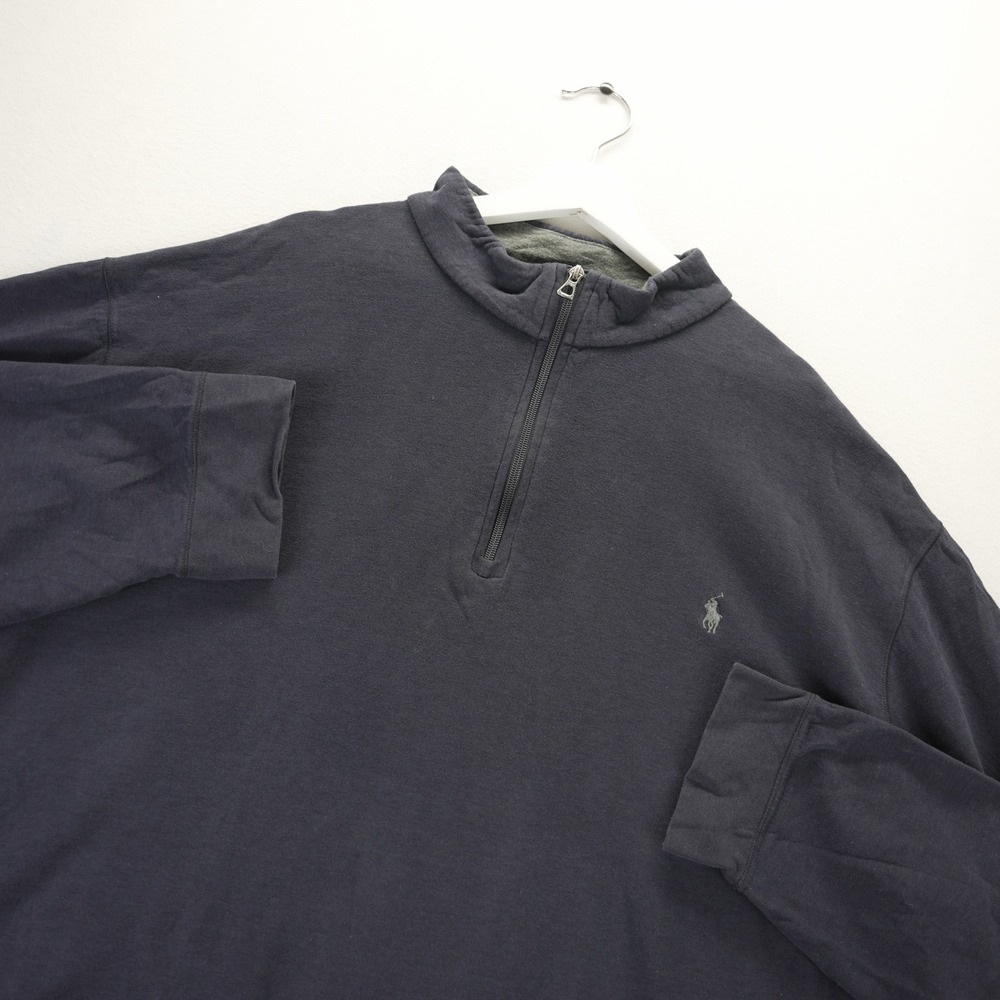 Polo Ralph Lauren Mens 4XLT Navy Blue 1/4 Zip Pullover Pony Sweater Big Tall
